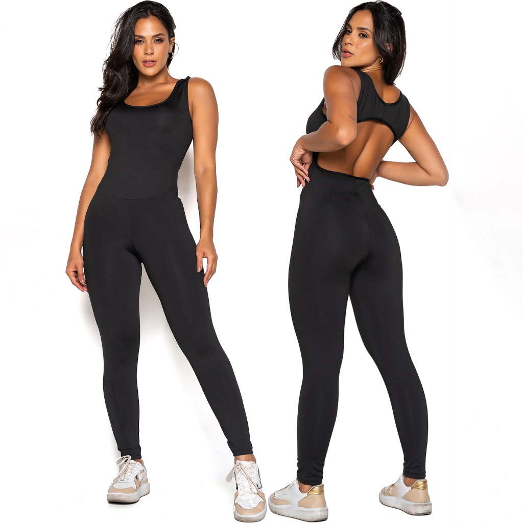 Macacão Bravaa Store Longo Feminino Fitness Suplex Academia Ginástica 063