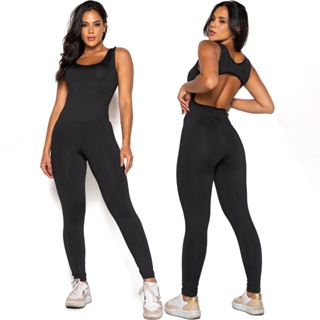 Macacão Bravaa Store Longo Feminino Fitness Suplex Academia Ginástica 063 em Oferta na Shopee