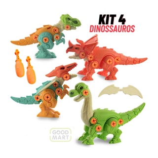 Kit 4 Dinossauros Monta e Desmonta Educativo Pedagógico Brinquedo em Oferta na Shopee