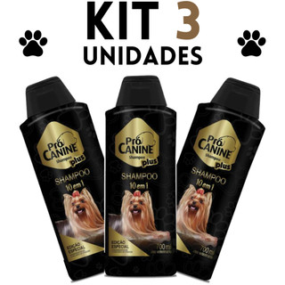 Kit 3 Shampoo para Cachorro 10 em 1 PróCanine 700ml