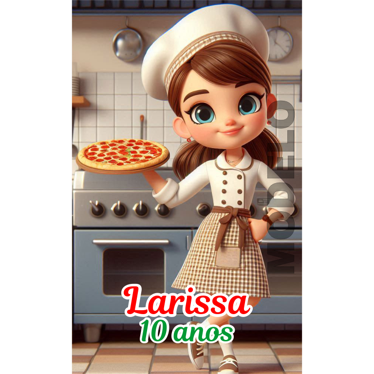 15 Adesivos Tubete Pizzaria Pizza Menina - Etiqueta - Rótulo Personalizado