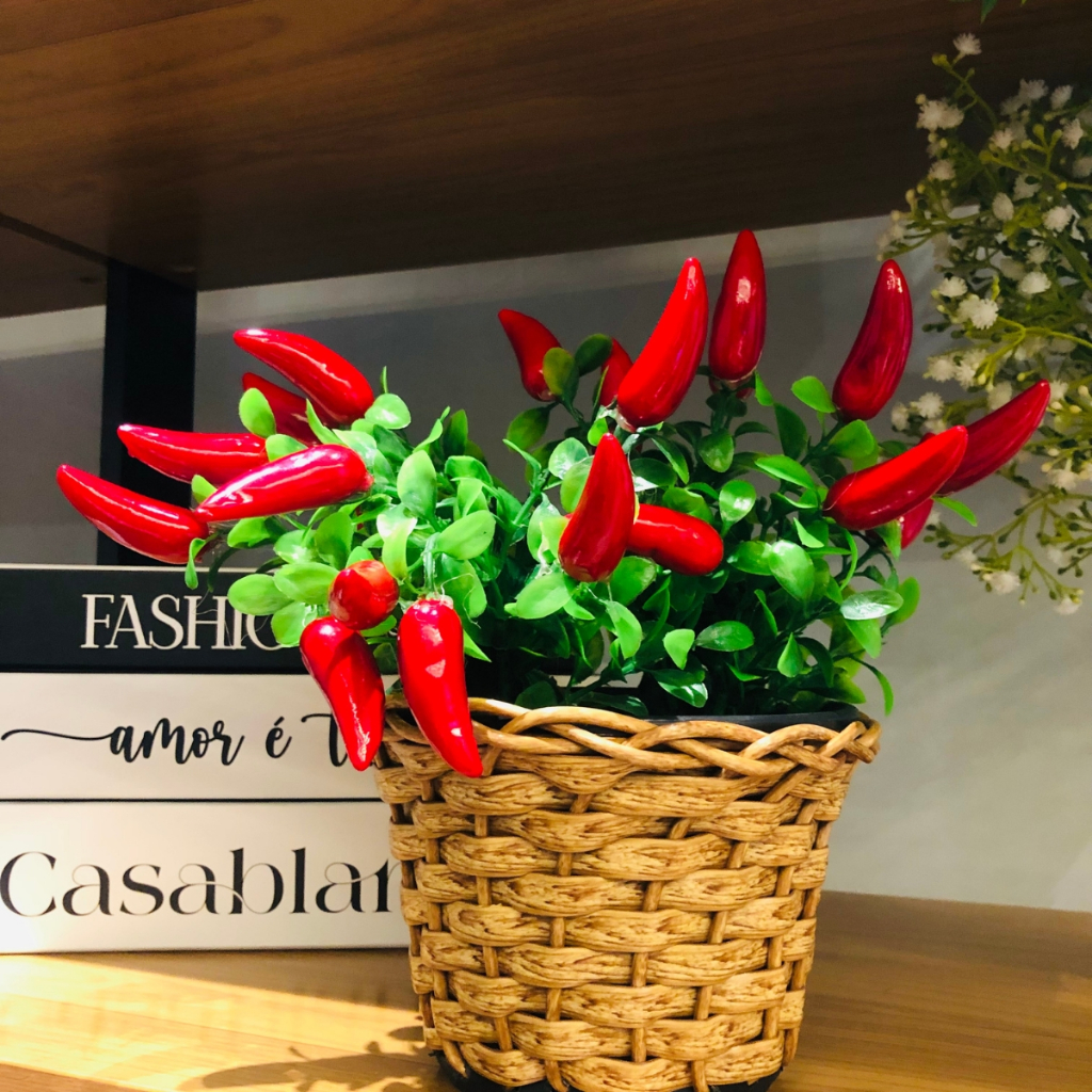 Arranjo De Pimenta Artificial Vaso Decoração Centro de Mesa