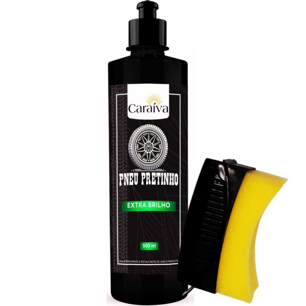 PNEU PRETINHO AUTOMOTIVO EXTRA BRILHO + APLICADOR DE PRETINHO ESPUMA DETAILER