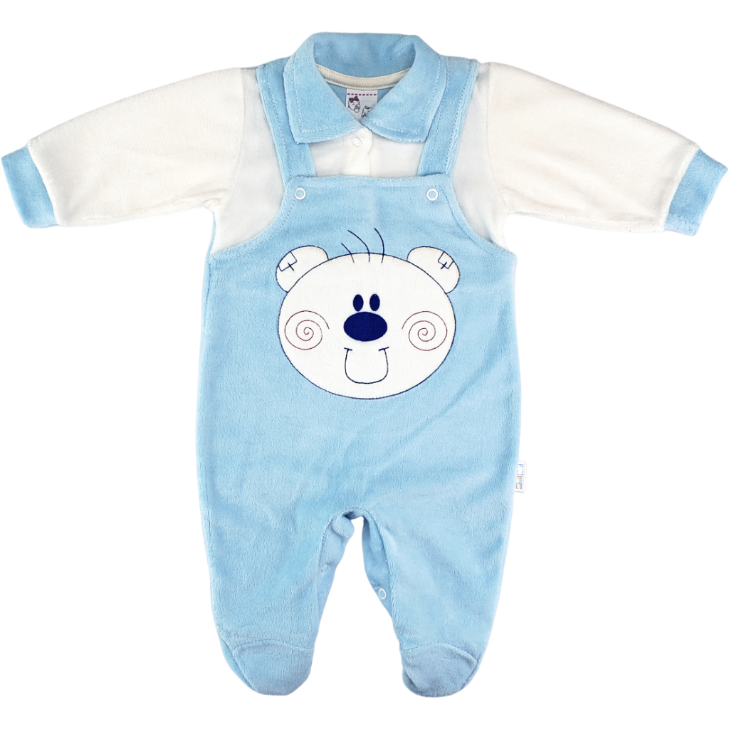 Macacão Bebê Jardineira Plush Bordado Urso Menino em Oferta na Shopee