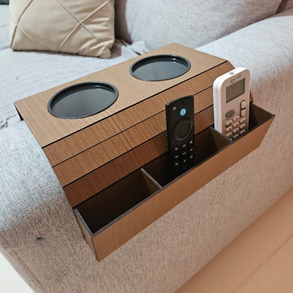 Suporte Porta Copos Com Porta Controle Braço Sofá Decoração Casa Móveis Sala