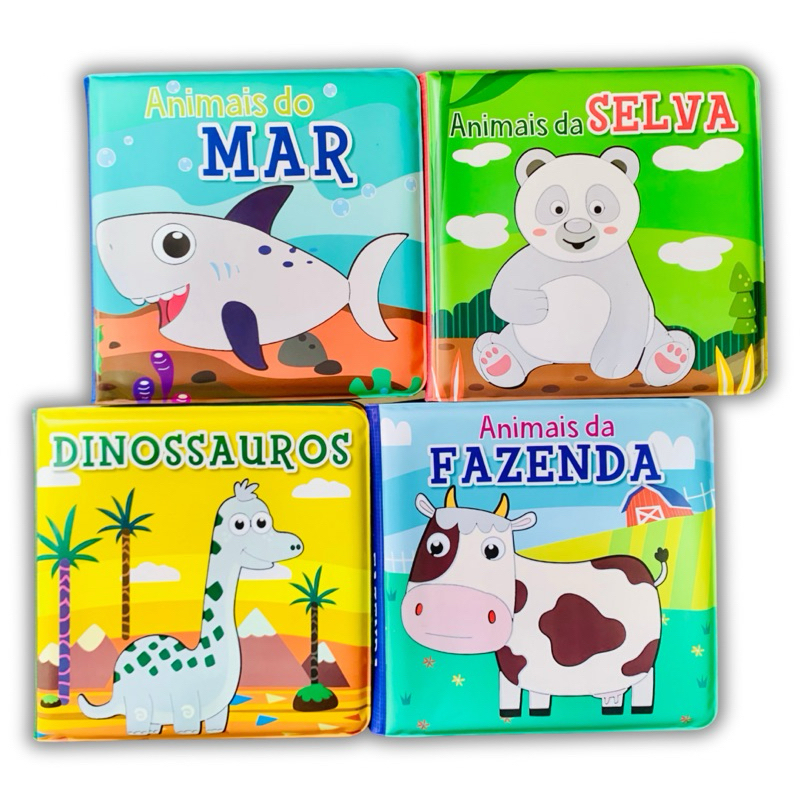 Kit Molhe e Veja as Cores - Infantis Ilustrados - 4 Livros de Banho