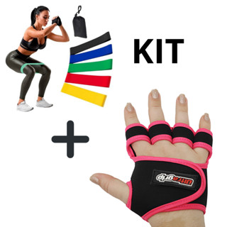 KIT 1 Par de Luvas + 5 Elástico Treino Mini Band para Academia Masculino/Feminino em Oferta na Shopee
