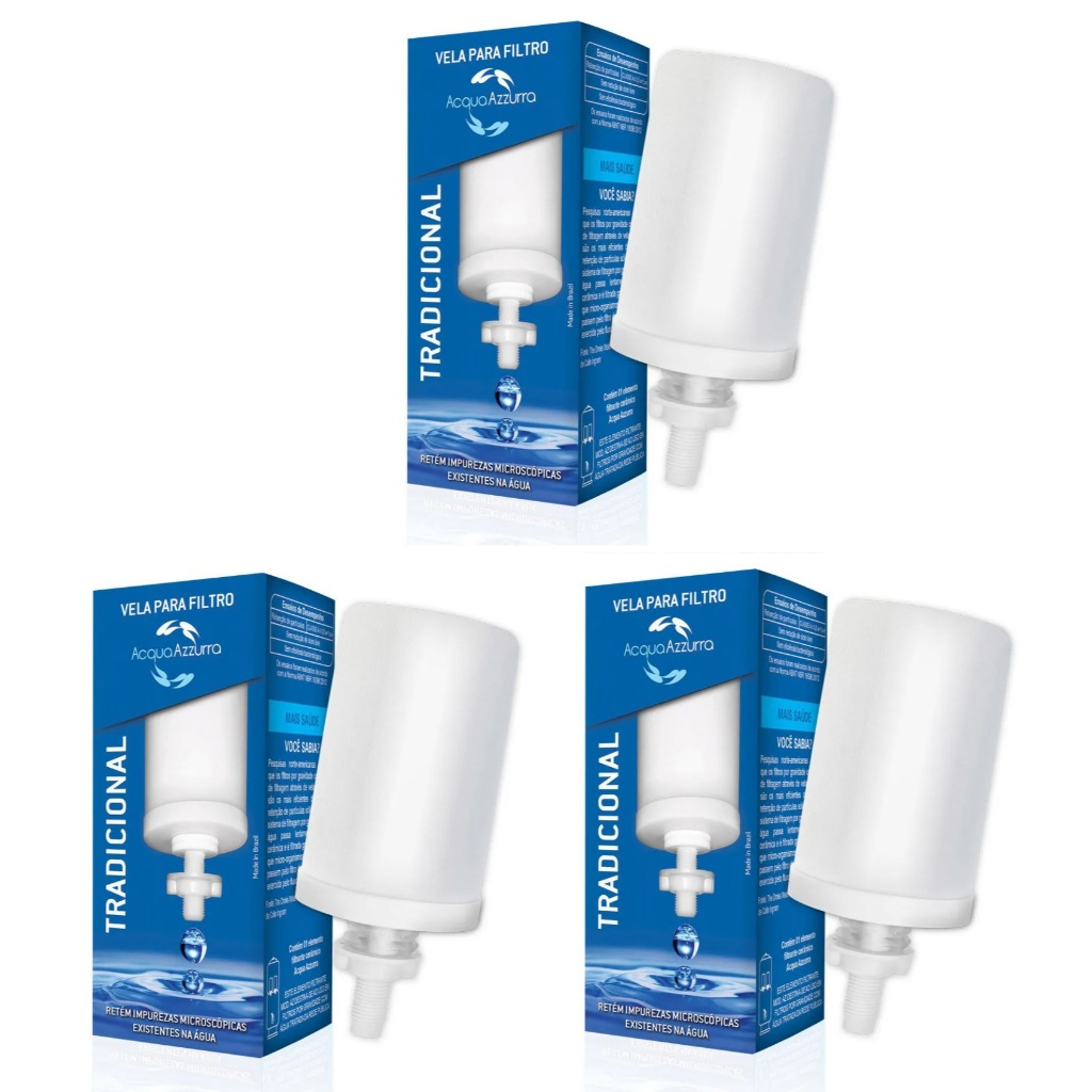Kit 3 Velas Tradicional Cerâmica Acqua Azzurra Filtro De Barro Bebedouro De Agua em Oferta na Shopee