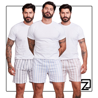 KIT 3 Shorts Mauricinho Linho Masculino Listra em Oferta na Shopee