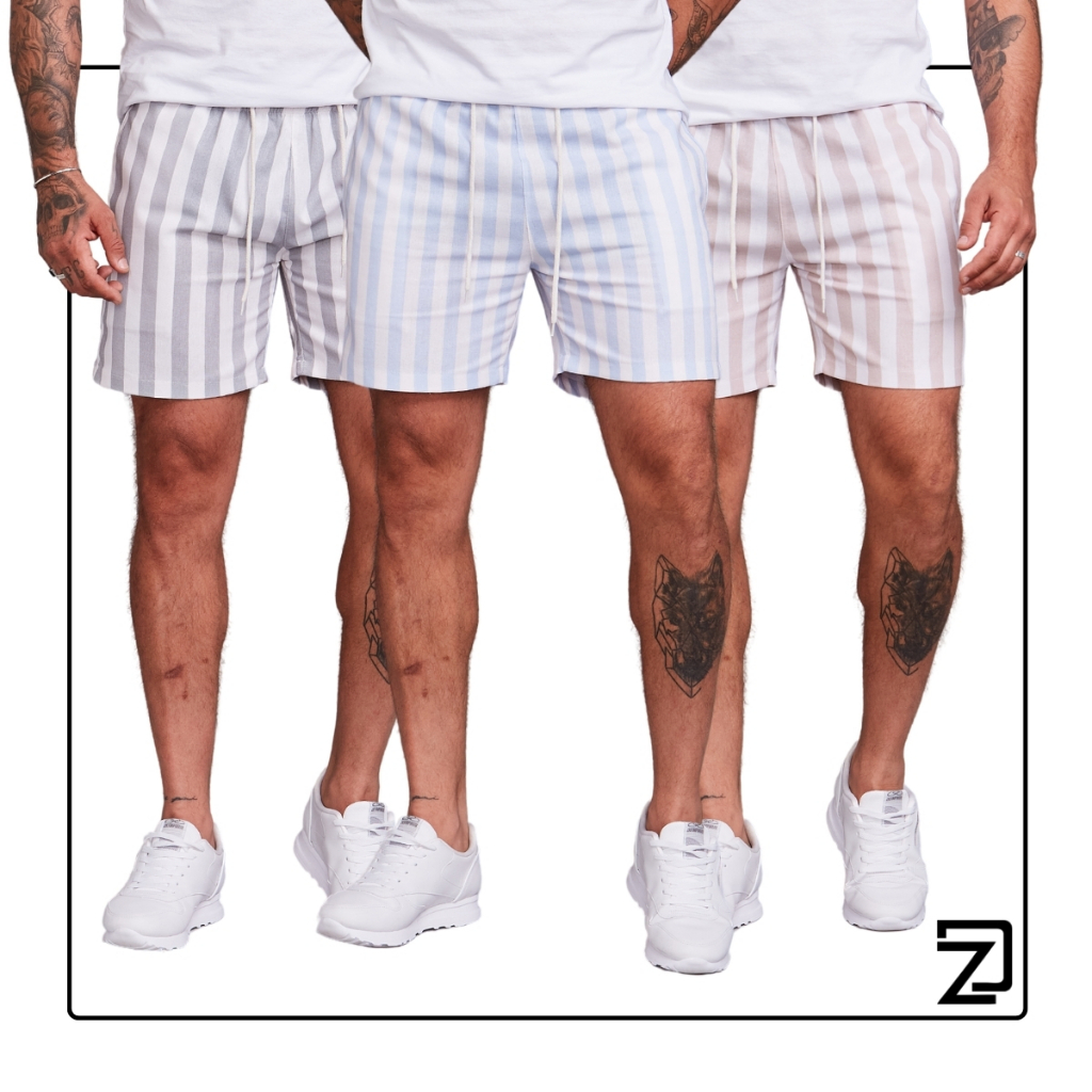 Kit 3 Bermuda Masculina Shorts Verão Com Cordão Ajustável em Oferta na Shopee