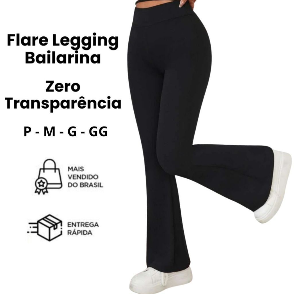Calça Legging Flare Bailarina  Boca de Sino Cintura Alta Premium  PROMOÇÃO