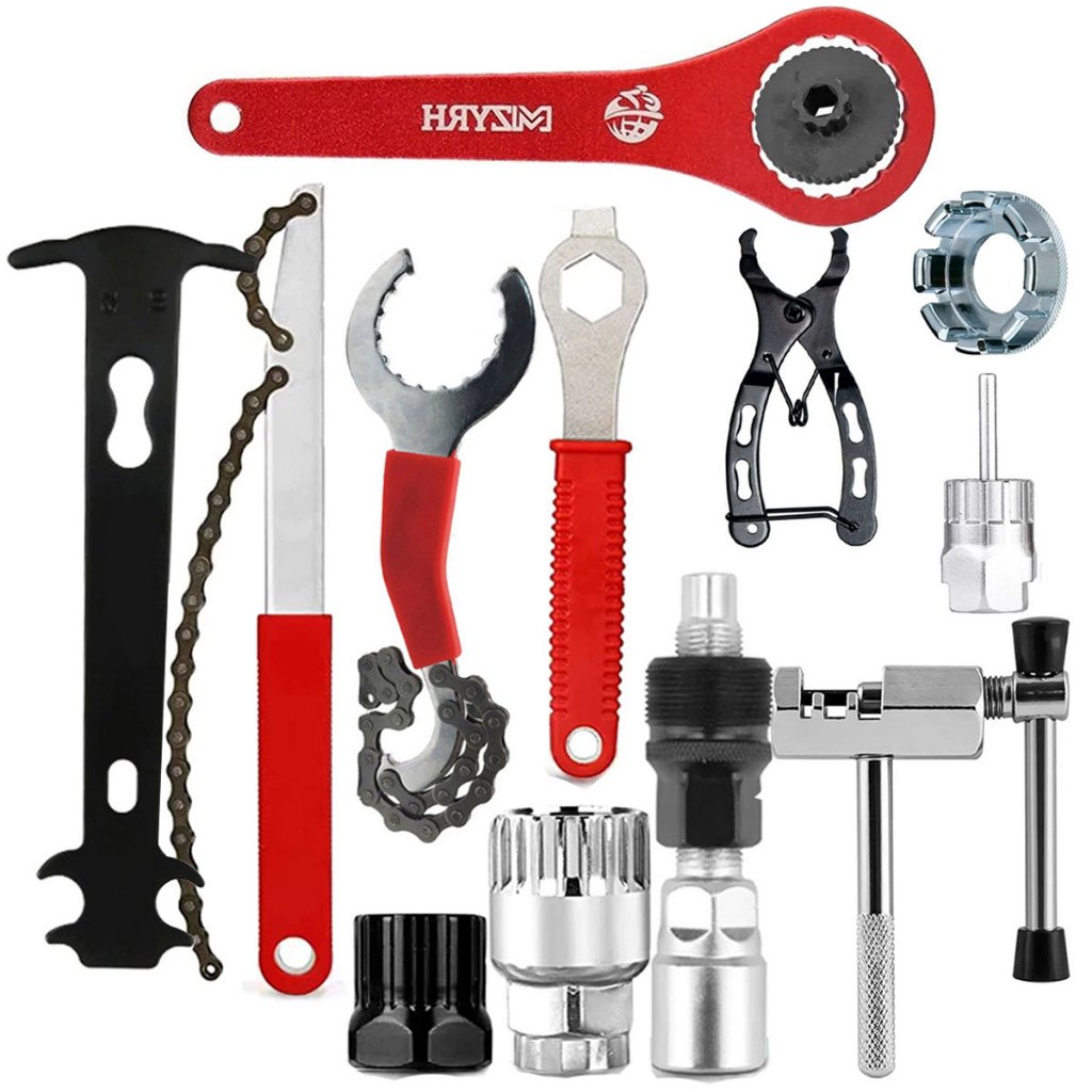 Kit 12 Chaves Ferramenta Extrator Pedivela Com Cabo Sacador + Chave Extrator Bike Movimento Central + Chave Extrator Catraca K7 +  Chave Extratora De Catraca Bike K-7 + Mini Alicate + Chave De Raio