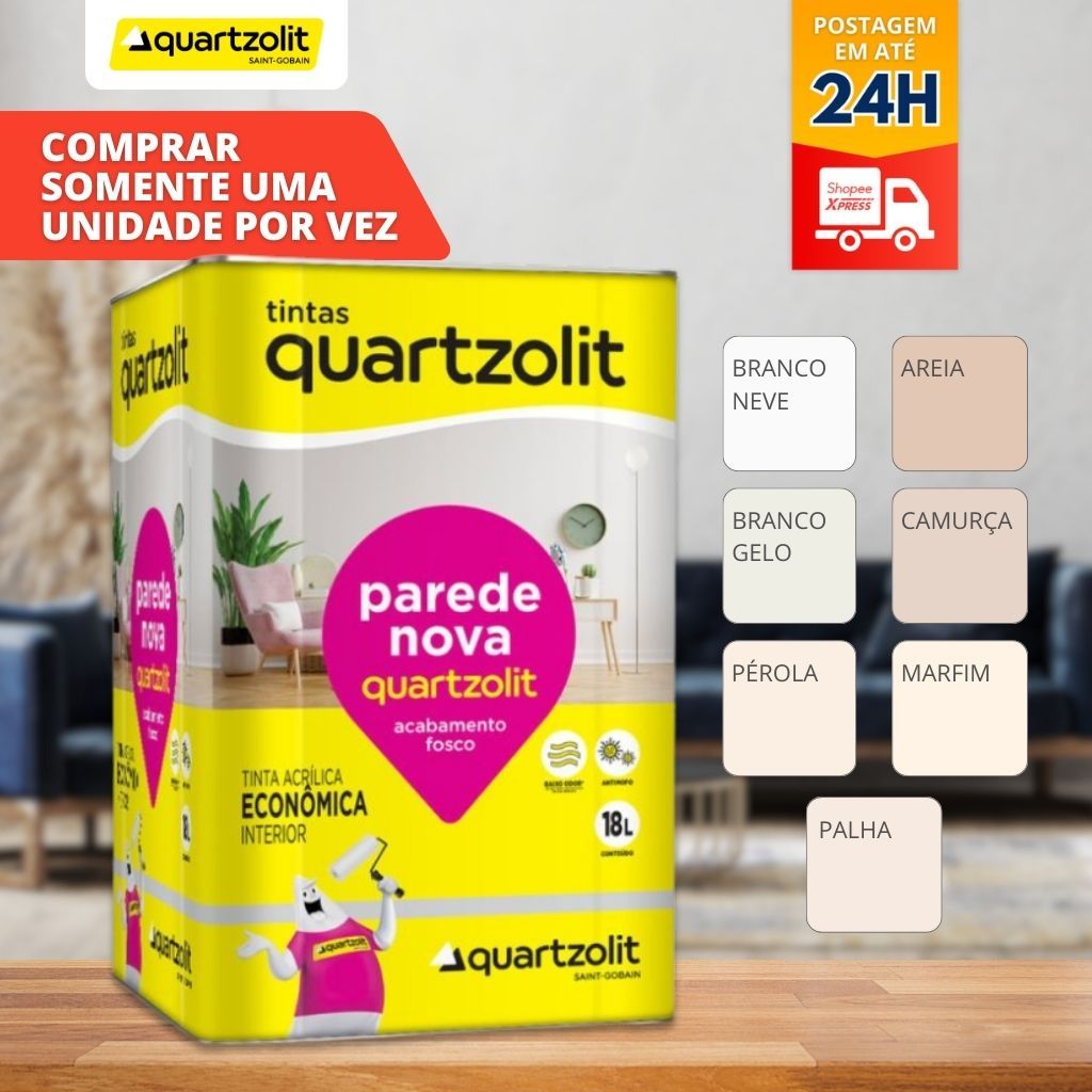 Tinta Acrílica Economica Parede Nova 18 Litros Anti  Mofo - QUARTZOLIT BRANCO & CORES