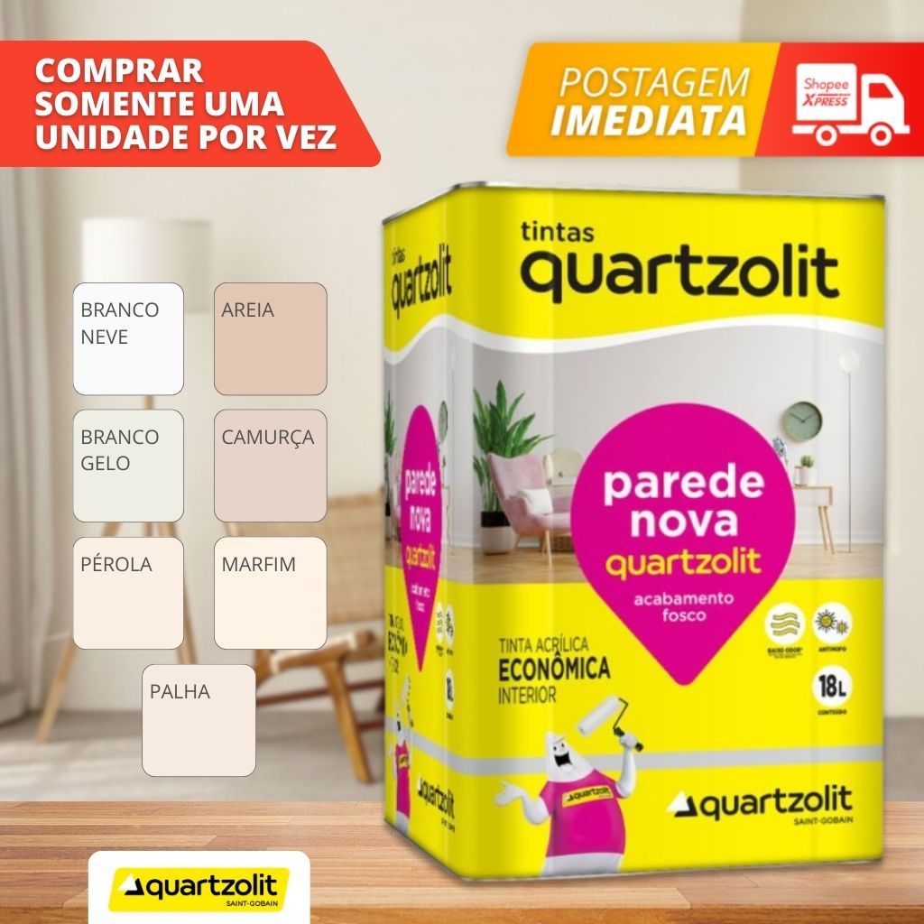 Tinta Acrílica Economica Parede Nova 18 Litros - QUARTZOLIT