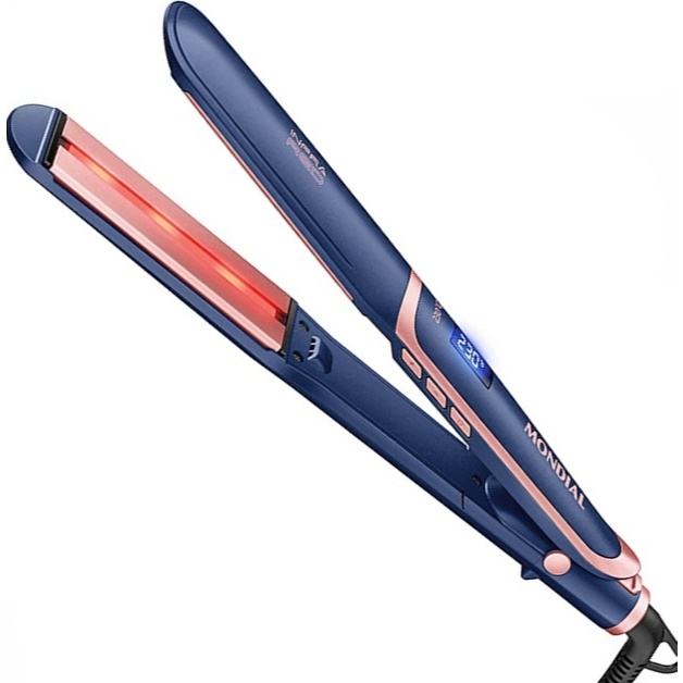 Chapinha Prancha De Cabelo Mondial P-01-IR 5 Temper Infrared Rose Progressiva Ceramica Tds Tipos De Cabelo Alisa 230°C