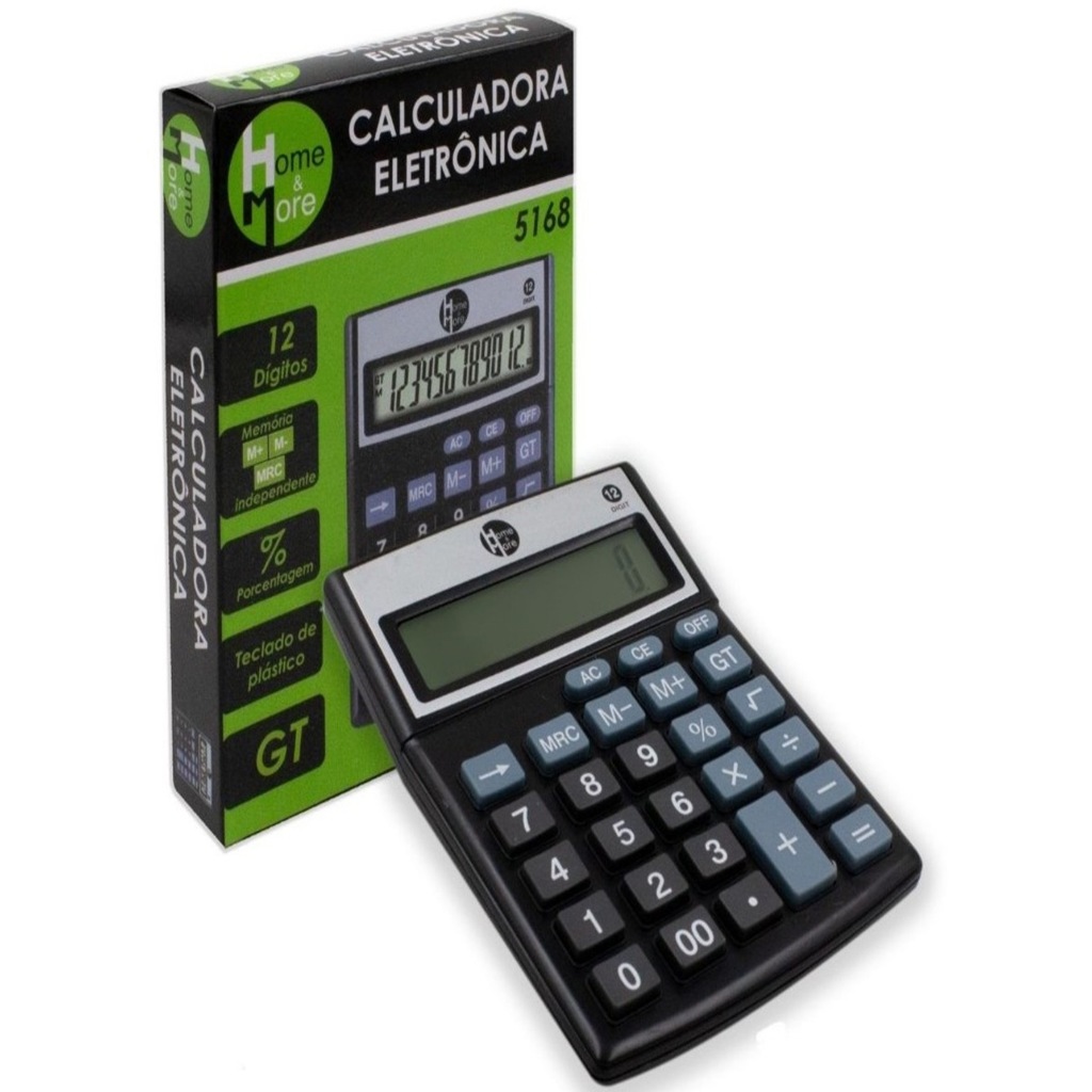 Calculadora 12 Dígitos Eletrônica Digital Com Preto Teclas Grandes Estudante Contas