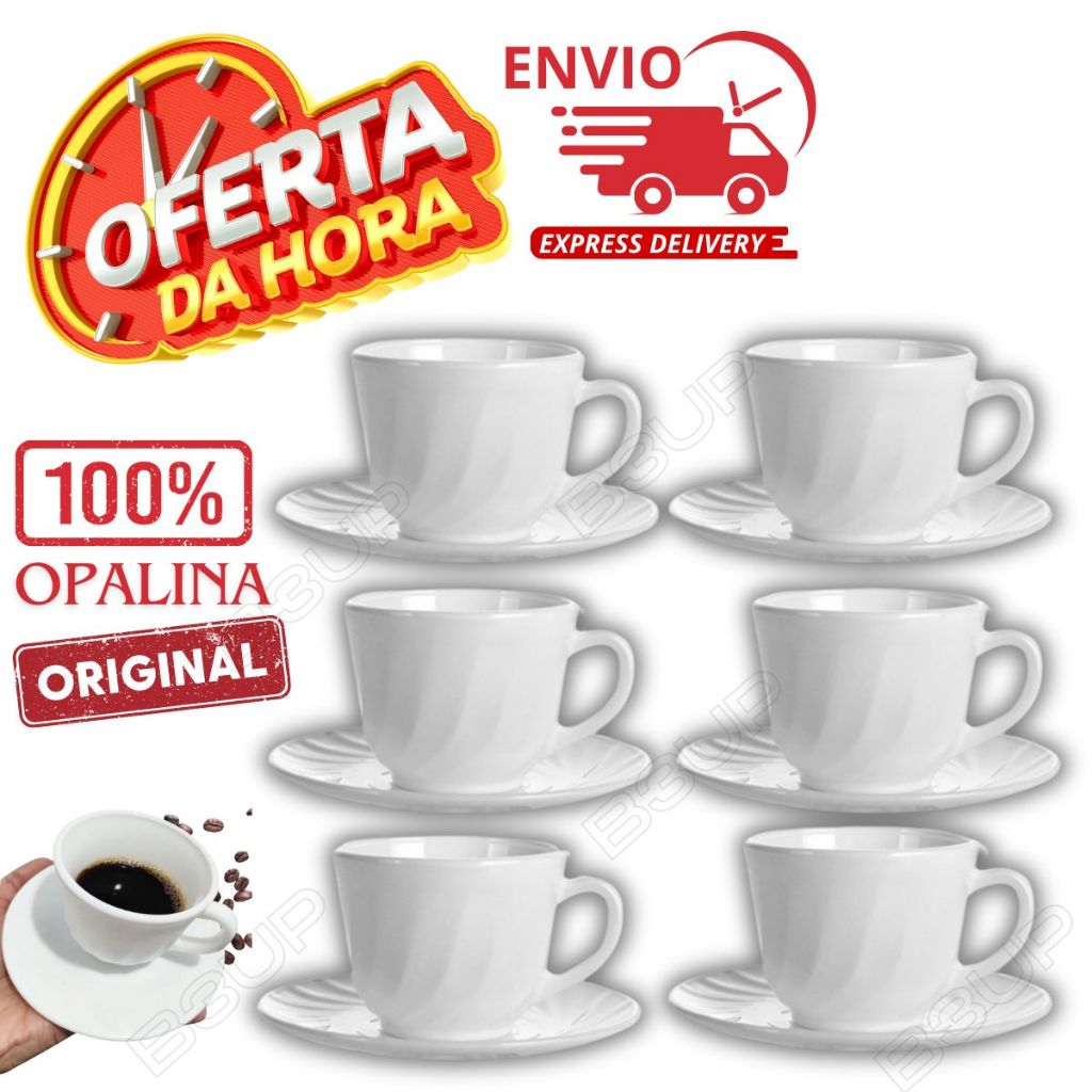 Jogo Xícara Oxford Chá Café Porcelana Empilhável Hotel Cafeteria 75ml