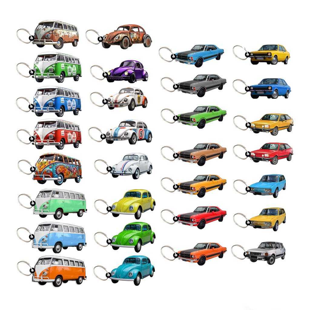 Chaveiros Sortidos Carro Moto Retrô MDF Colecionável Carrinhos