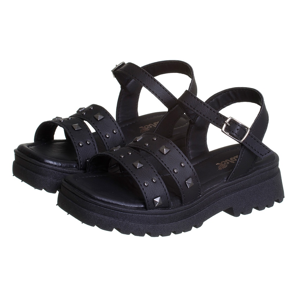 Sandália Plataforma Tratorada Infantil Feminina Preta com Spike Kidstep em Oferta na Shopee