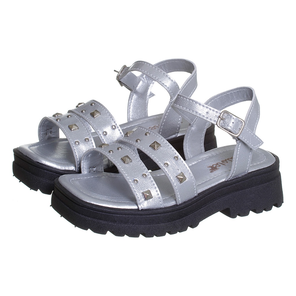 Sandália Plataforma Tratorada Infantil Feminina Prata com Spike Kidstep em Oferta na Shopee