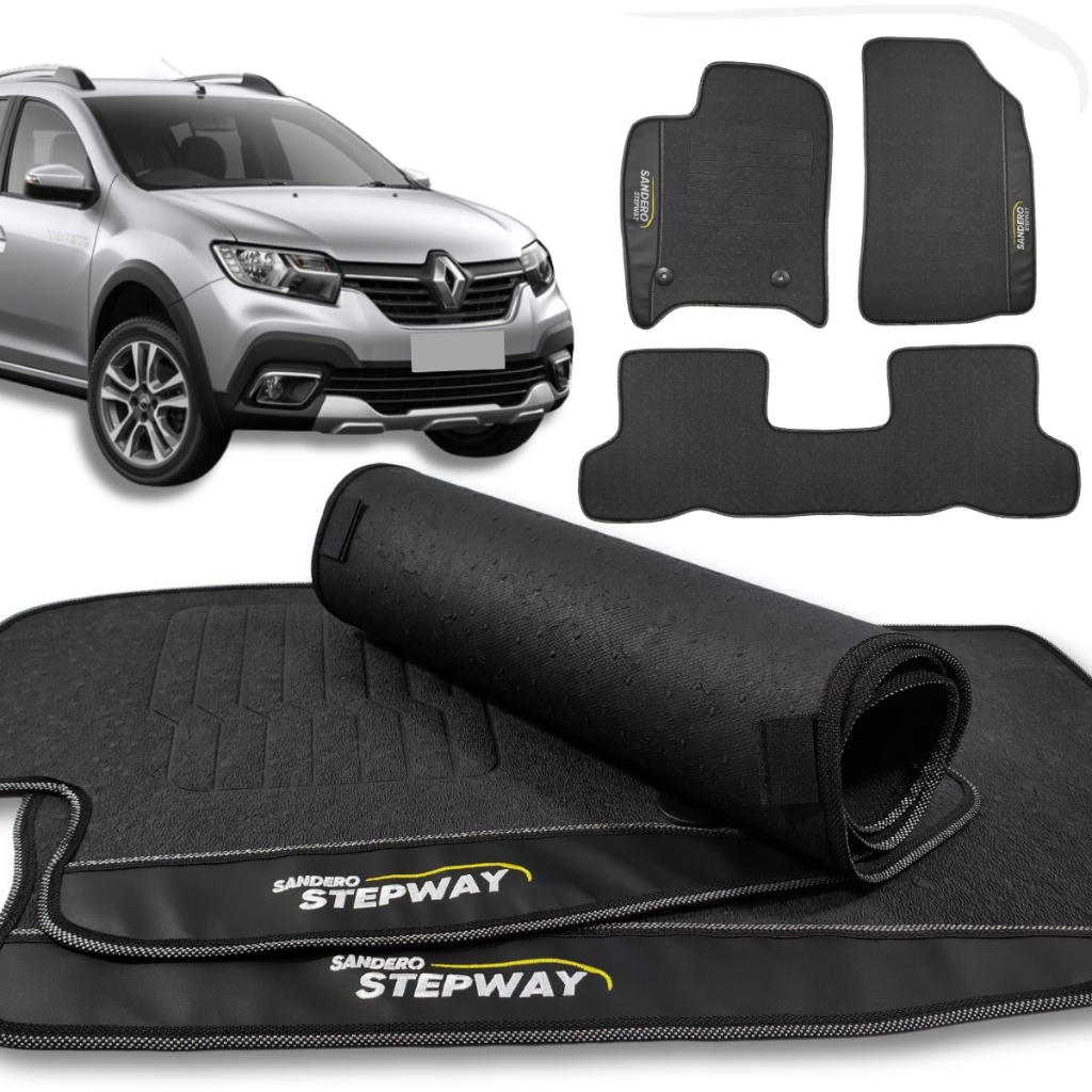 Tapete Sandero Stepway todos versões 3pçs 2010 2011 2012 2013 a 2025 Borracha Premium Promoção! em Oferta na Shopee