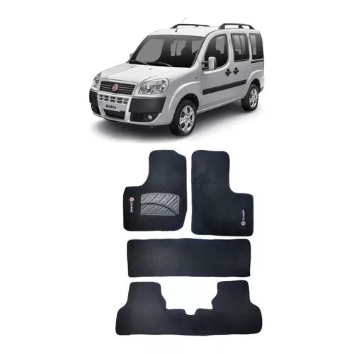 Jogo Tapete Carpete Fiat Doblo 7 Lugares 2017 a 2021 Com Logo Bordado Preto em Oferta na Shopee