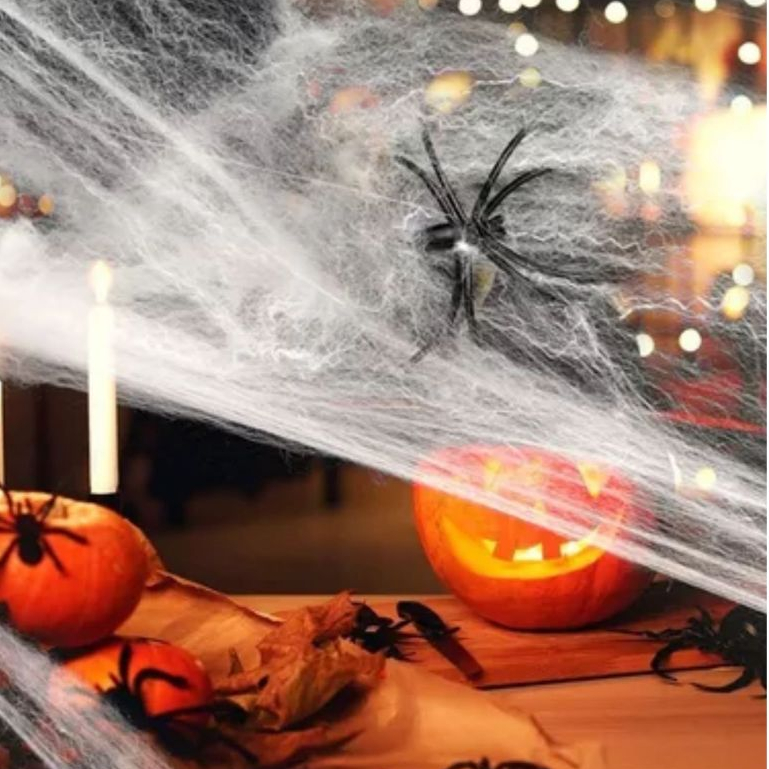 Teia de Aranha Branca Decoração Halloween Enfeite Festa Temática Aranha de Brinquedo Pvc Decoração em Oferta na Shopee
