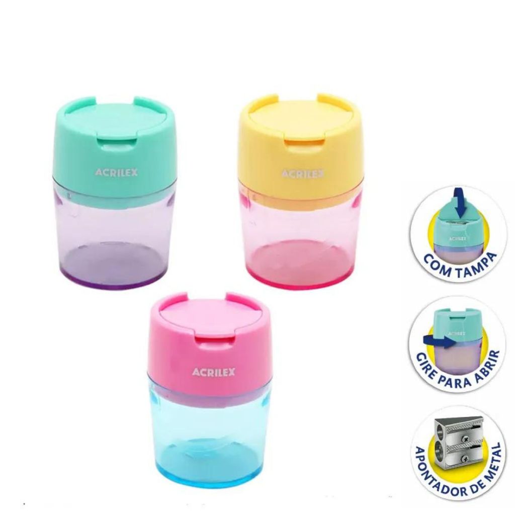 Apontador 2 Furos Com Depósito Candy – Acrilex em Oferta na Shopee