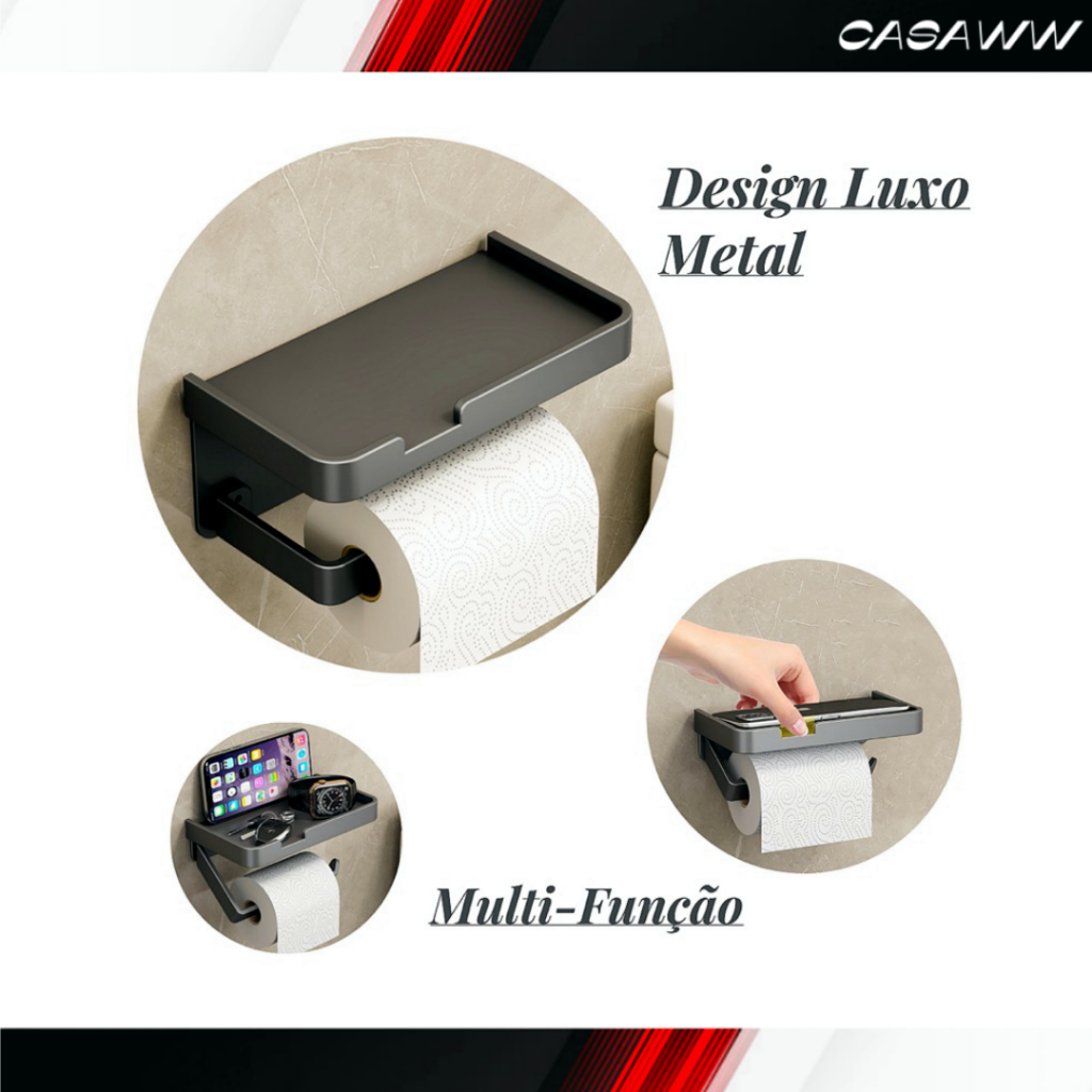 Porta Papel Higiênico Suporte De Celular Acessórios Para Banheiro