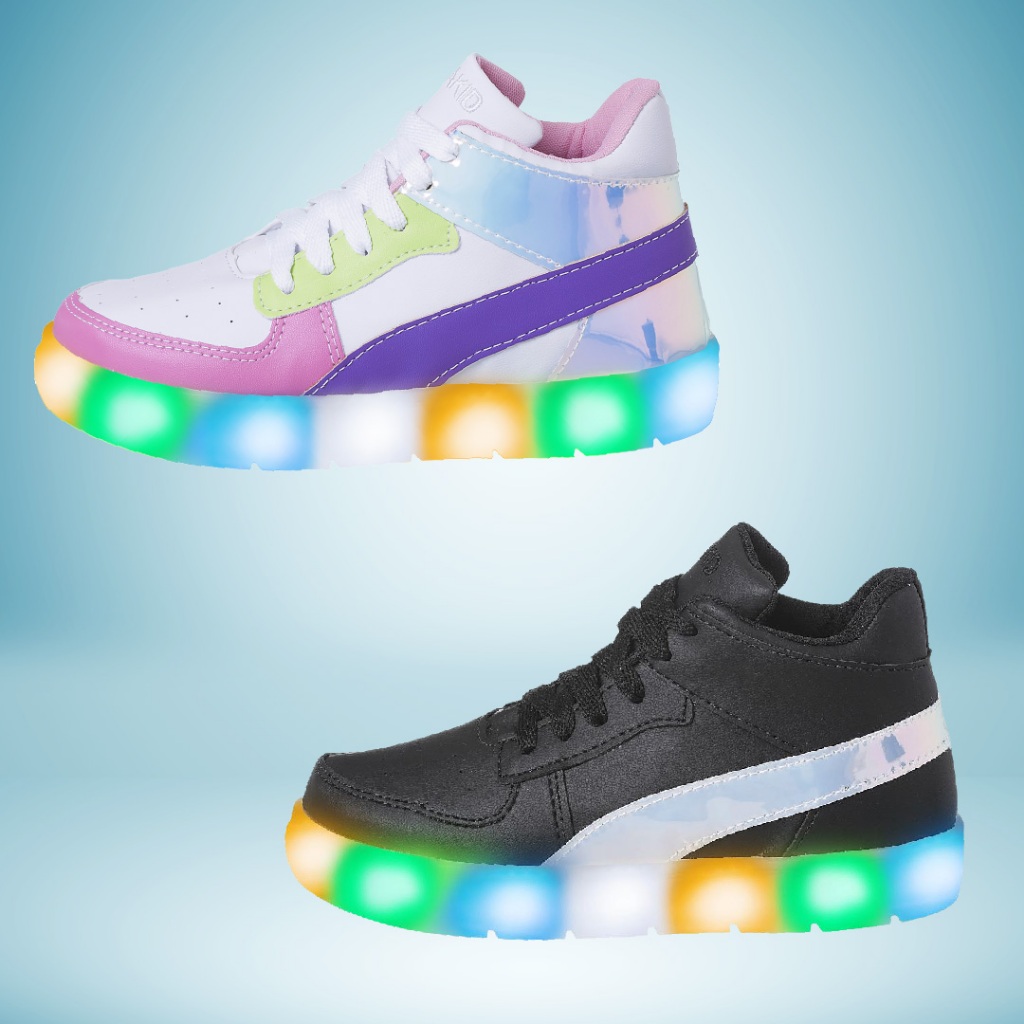 Tênis Infantil Beakid Feminino Menina Com Led Com Luzinha Colorido Tendência