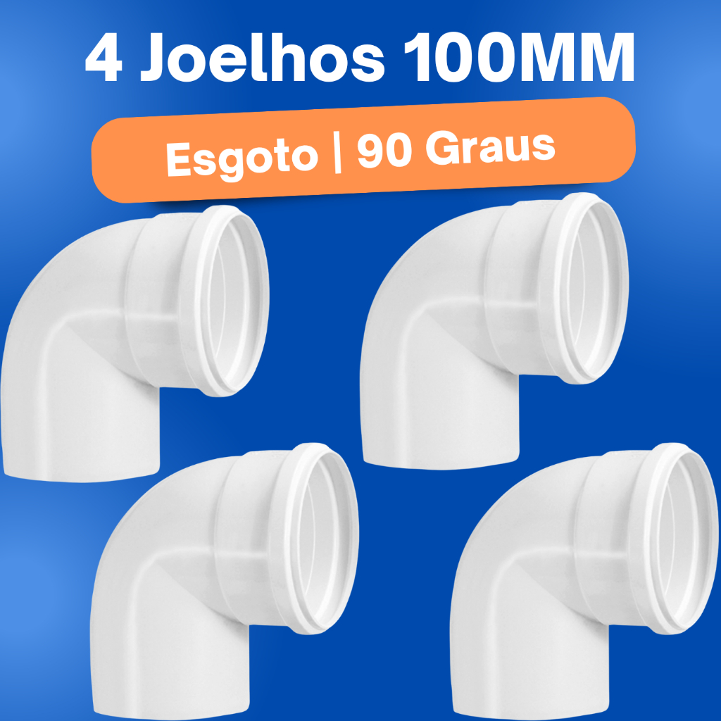Kit 4 Joelho Cotovelo de Esgoto 100mm ou 4" 90° Pvc KRONA em Oferta na Shopee