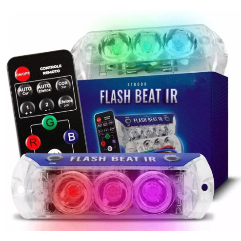 Kit Strobo Rgb Flash Beat Ir Zendel Ritmico Com Controle Som Automotivo