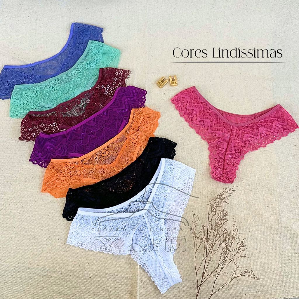 Kit 10 Calcinhas em Renda Poliamida Conforto Fio Dental Sensual Lingerie Premium para Revenda em Oferta na Shopee