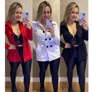 SOBRETUDO MOLETOM FLANELADO MODA FEMININA P M G GG em Oferta na Shopee