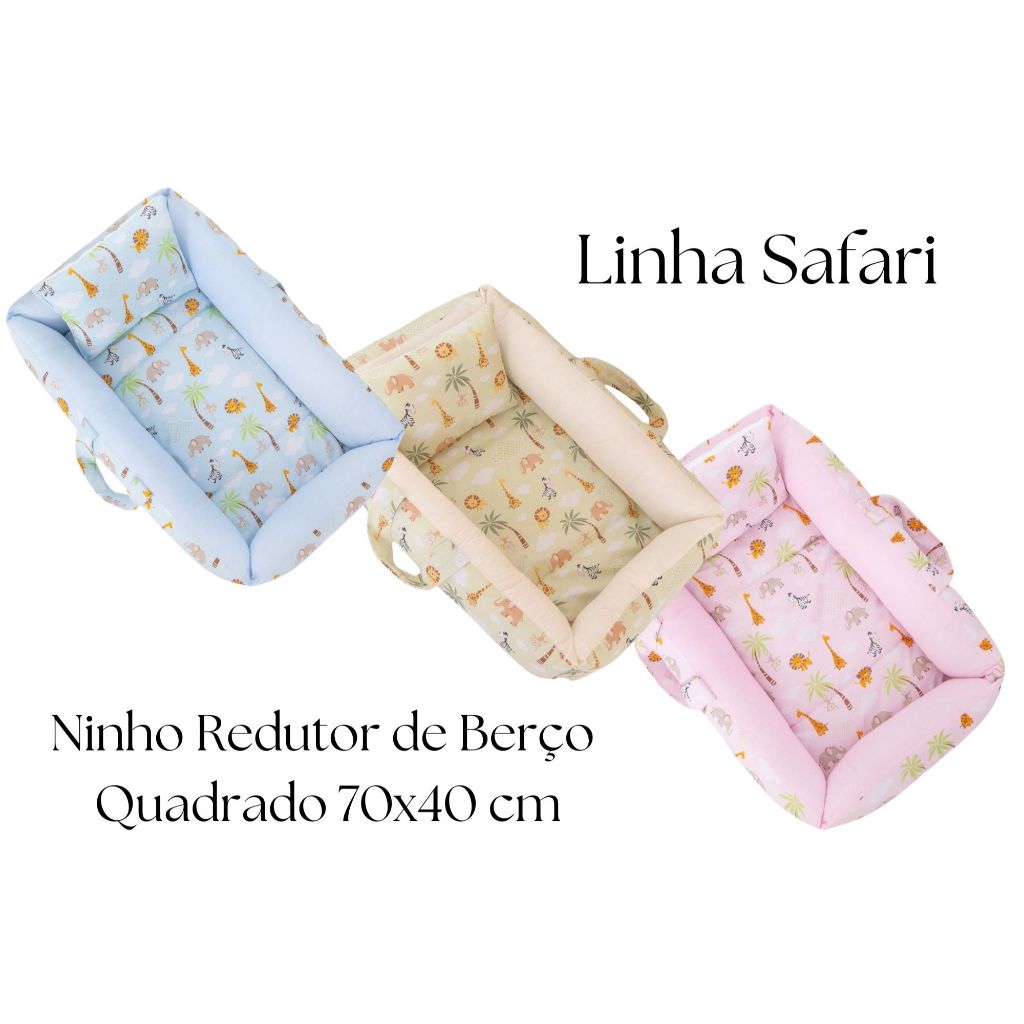 Ninho Redutor de Berço para Menino e Menina Ninho Quadrado 70x40cm com alça