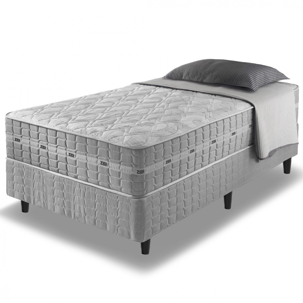 Cama Box + Colchão Solteiro Twin Size Molas Ensacadas Alabama 96x203x61cm - Home & Living