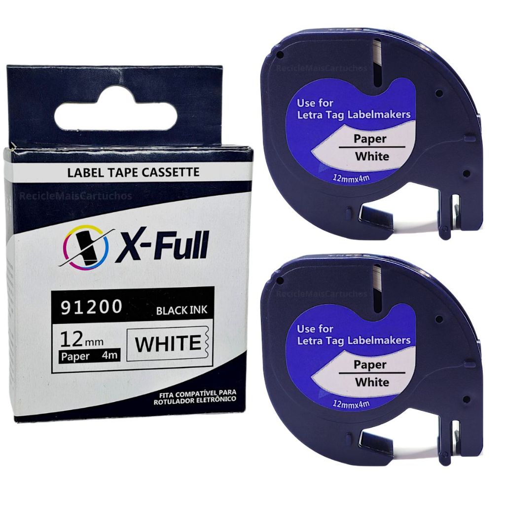 2 Fita Rotuladora Dymo Letratag 91200 Lt-100 12mm Branca X-full em Oferta na Shopee