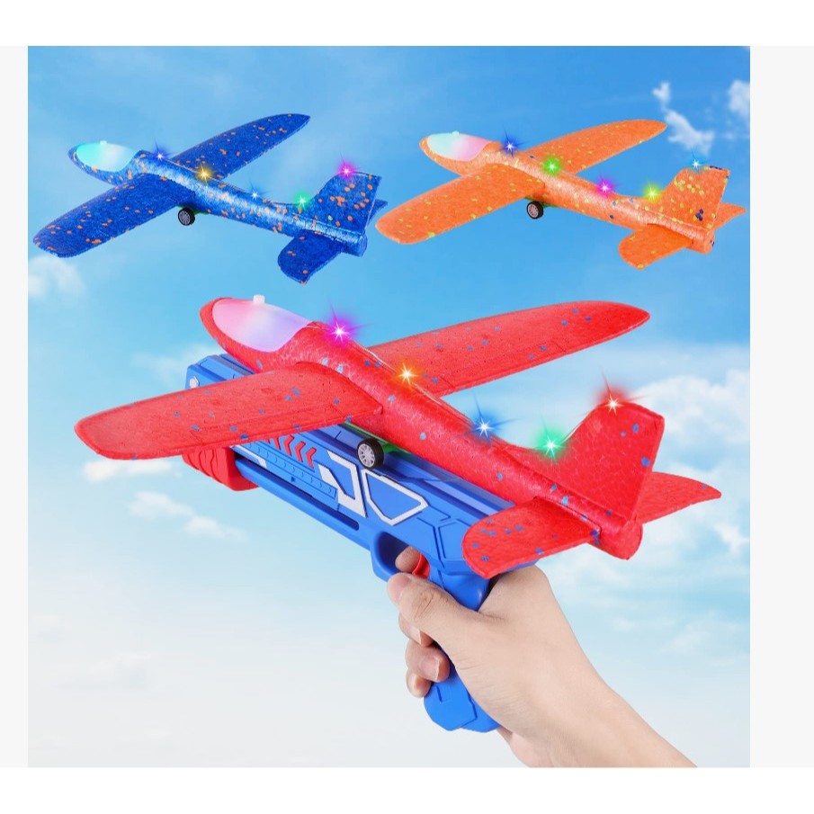 Avião Com Lançador Catapulta Planador Avião lança Luz Led kit completo modelo medio