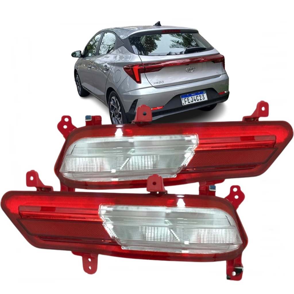 Refletor Lanterna Parachoque Traseiro Hb20 2023 / 2026 Hatch Olho de Gato Par