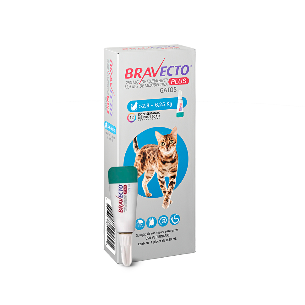 Bravecto Plus para Gatos de 2,8 a 6,25 Kg - 0,89 mL em Oferta na Shopee