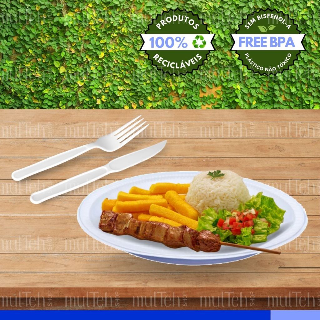 Kit Descartáveis com Prato Garfo Faca de Refeição ou Churrasco | Prático e Econômico