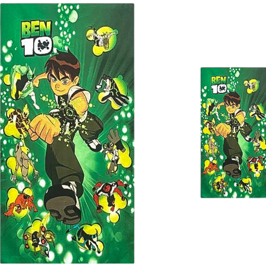 Toalha de Banho Ben 10 - Kit Banho + Rosto infantil felpuda Ben 10 - Ótima Qualidade