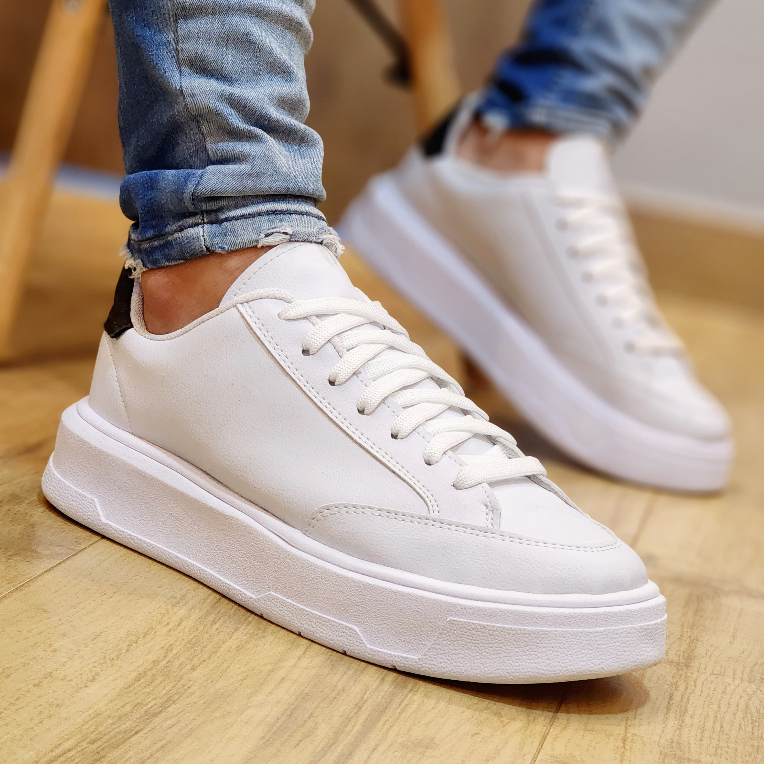 Tênis Sapatênis Sola Alta Masculino Plataforma Cano Baixo Branco E Preto Minimalista em Oferta na Shopee