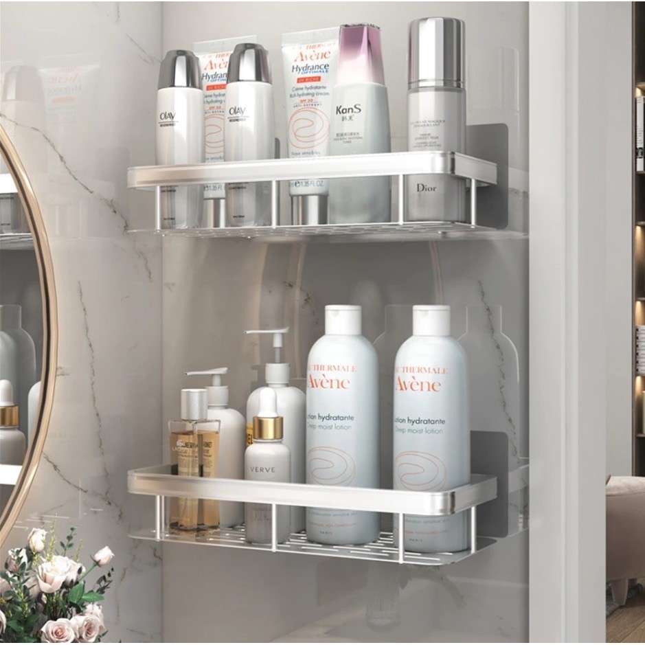 Prateleira Retangular Metal Sem Furo Porta Shampoo Suporte De Banheiro/Cozinha Multifuncional em Oferta na Shopee