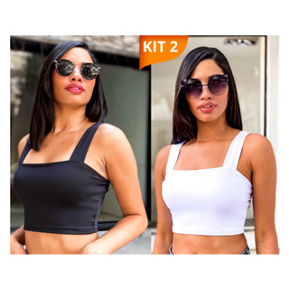 KIT 2: Cropped Alça Grossa Suplex em Oferta na Shopee