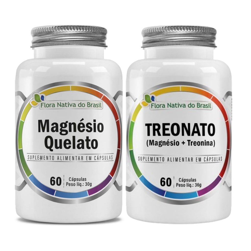 Kit Magnésio L Treonato 60 Cápsulas + Magnésio Quelato 60 Cápsulas