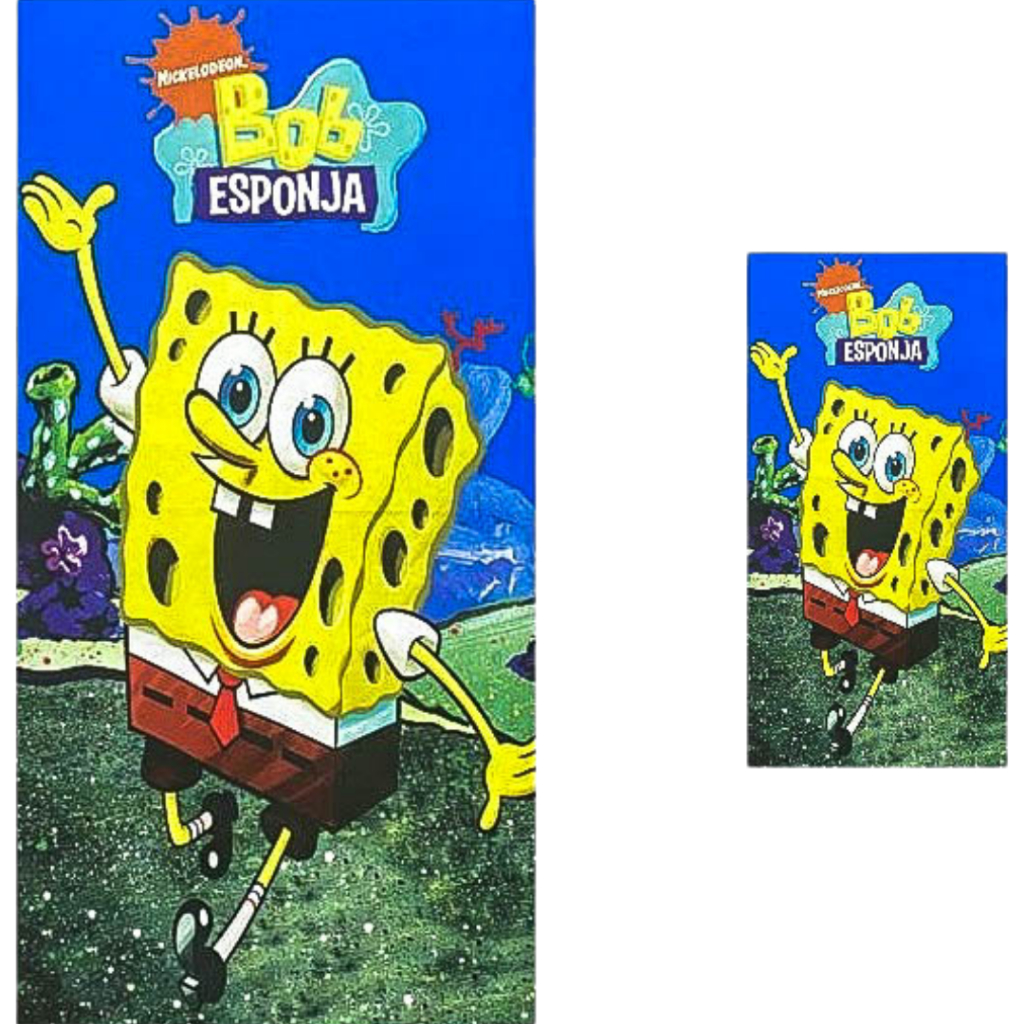 Toalha de Banho Bob Esponja - Kit Banho + Rosto infantil Personagens Bob Esponja - Ótima Qualidade
