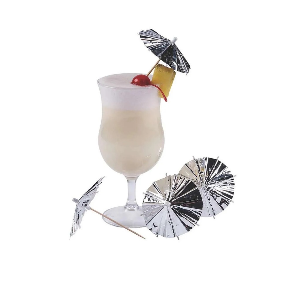KIT 3 PACOTES GUARDA-CHUVA P/DRINK PRATA COM 10 UN