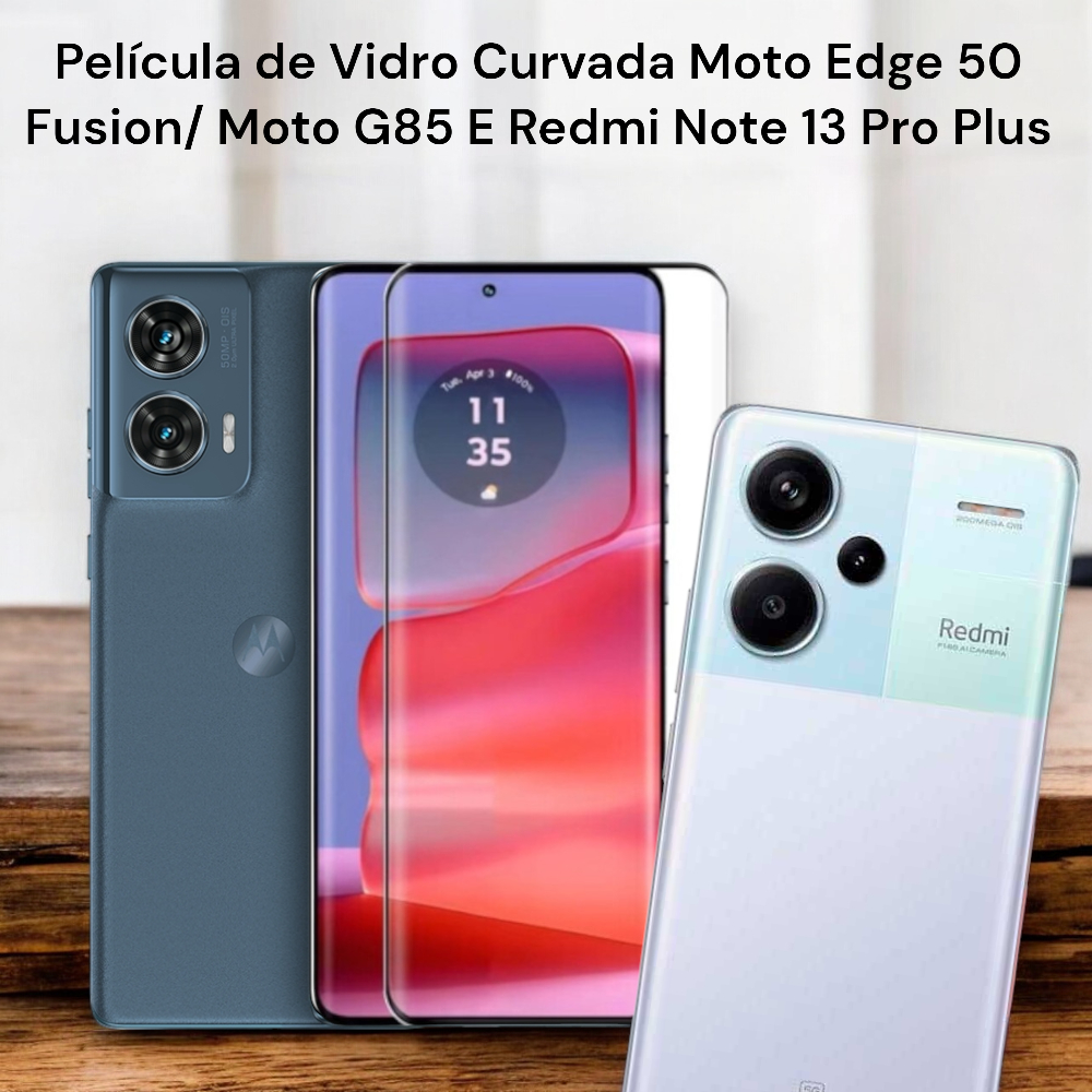 Película de Vidro 3D Curvada Para Moto Edge 50 Fusion/ Moto G85 E Redmi Note 13 Pro Plus