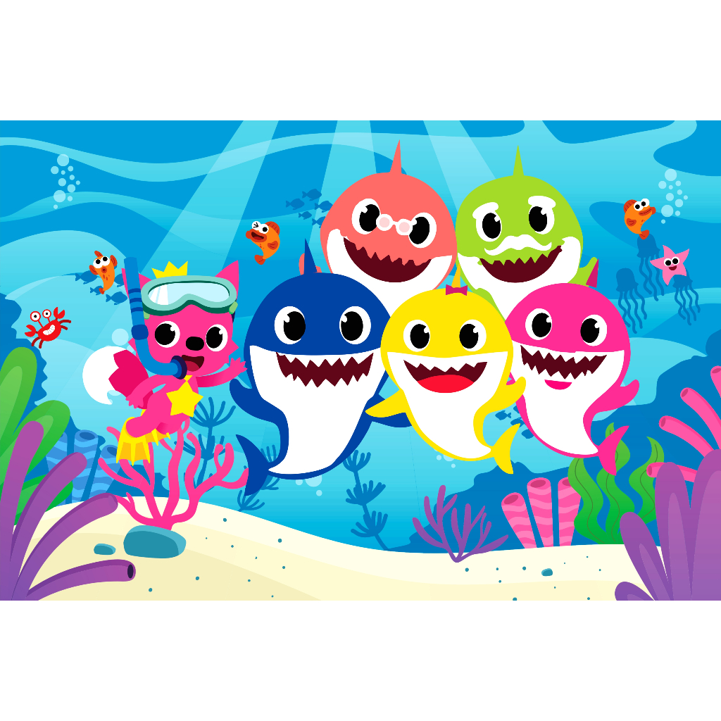 Painel de Festa Retangular BABY SHARK 2x2m Personalizado em lona fosca em Oferta na Shopee